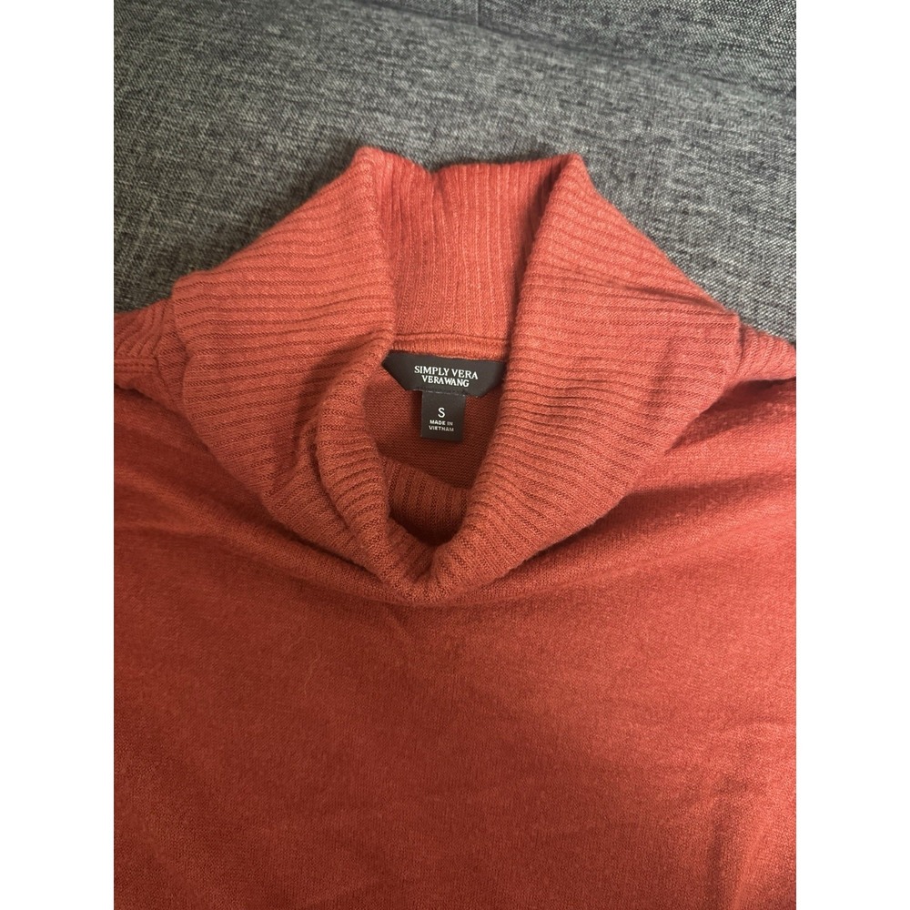Simply Vera Vera Wang Burnt Orange Turtle Neck Sweater SMALL Long Sleeve Preppy
